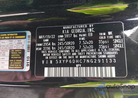 2022 Kia Telluride S z USA, uszkodzony, nr VIN 5XYP6DHC7NG291133